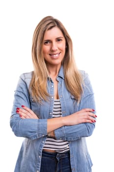 Studio shot of a beautiful young casual woman