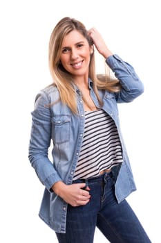 Studio shot of a beautiful young casual woman