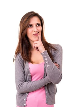 Studio shot: Young woman having a great idea