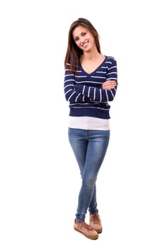 Studio shot of a beautiful young casual woman
