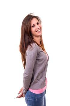 Studio shot of a beautiful young casual woman