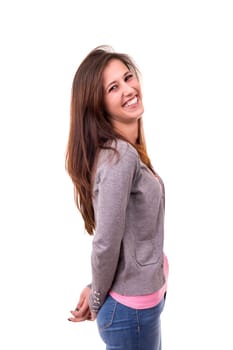 Studio shot of a beautiful young casual woman