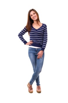 Studio shot of a beautiful young casual woman