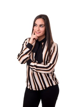 Studio shot: Young woman having a great idea