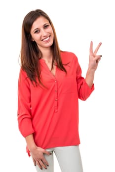 Studio shot of a beautiful young casual woman