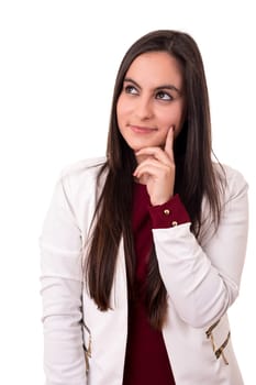 Studio shot: Young woman having a great idea