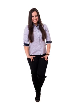 Studio shot of a beautiful young casual woman