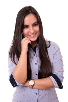 Studio shot of a beautiful young casual woman