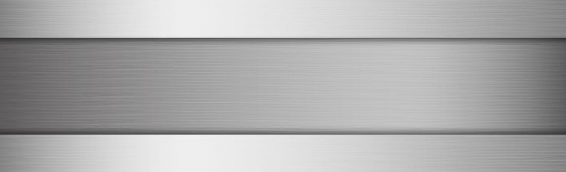 Texture panorama of silver metal with reflection - background