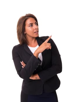 Young beautiful african woman presenting your product, isolated over white background