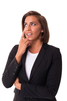Studio shot: Young woman having a great idea