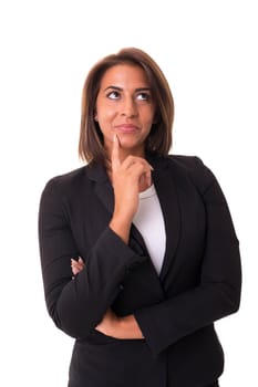 Studio shot: Young woman having a great idea