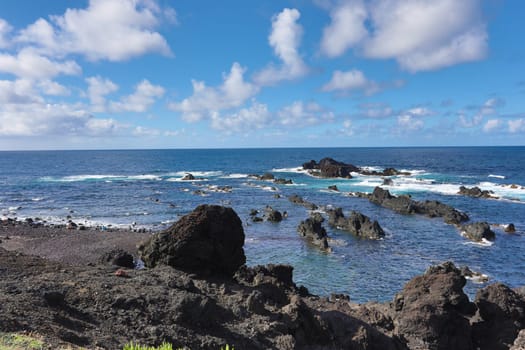 Azores (Portugal) coastline landscape of the island of Sao Miguel (Saint Michael)