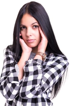 Studio shot of a beautiful young casual woman