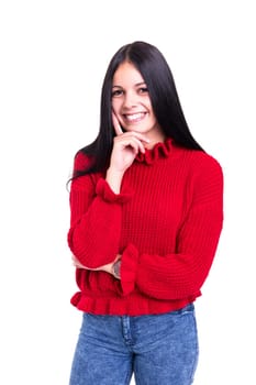 Studio shot: Young woman having a great idea
