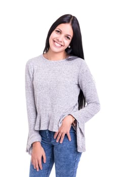 Studio shot of a beautiful young casual woman