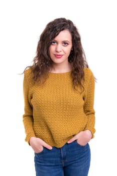 Studio shot of a beautiful young casual woman