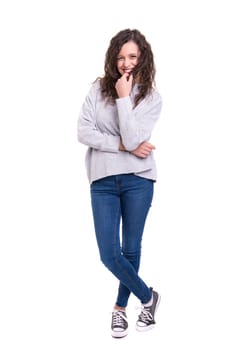 Studio shot of a beautiful young casual woman