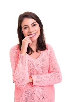 Studio shot of a beautiful young casual woman