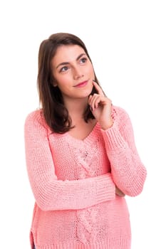 Studio shot: Young woman having a great idea