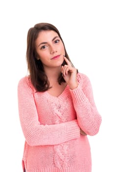 Studio shot: Young woman having a great idea