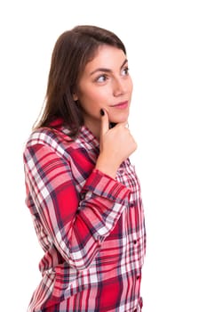 Studio shot: Young woman having a great idea