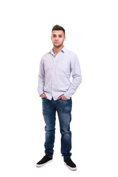 Studio picture of a young and handsome man posing isolated