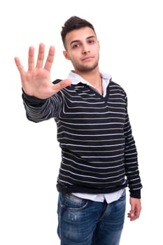 Young business man ordering you to stop
