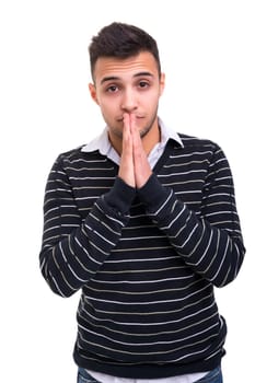 Studio picture of a young and handsome man posing isolated