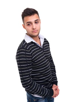 Studio picture of a young and handsome man posing isolated
