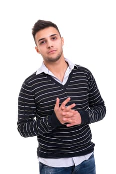 Studio picture of a young and handsome man posing isolated