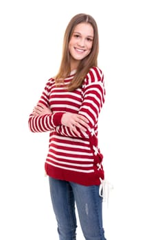 Studio shot of a beautiful young casual woman