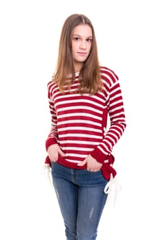 Studio shot of a beautiful young casual woman