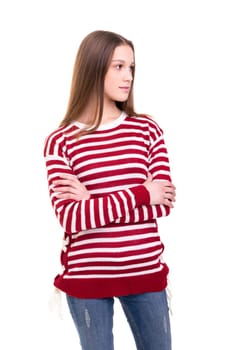 Studio shot of a beautiful young casual woman