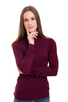 Studio shot of a beautiful young casual woman