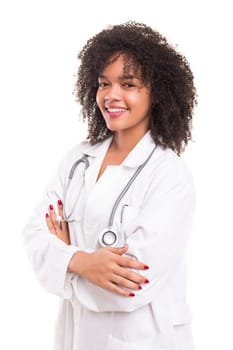 Studio shot of a beautiful african doctor