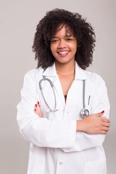 Studio shot of a beautiful african doctor