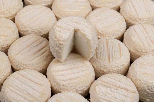 Profusion of tasted white french little cheeses