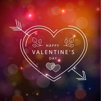 Panoramic red-purple bokeh with congratulation Valentine's Day - Vector illustration