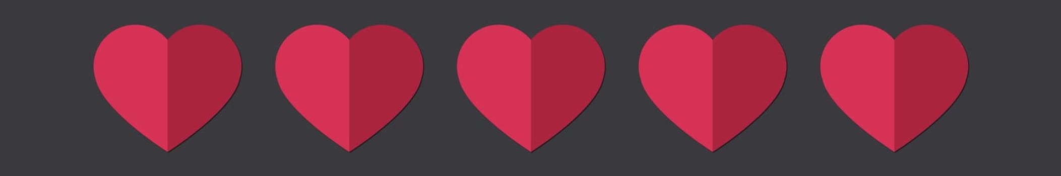 Abstract festive red heart on black and gray background - Vector illustration