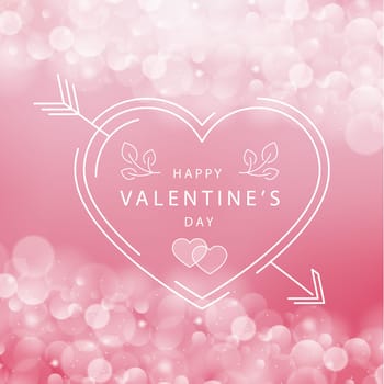 Rose red bokeh background with congratulation Valentine's Day - Vector illustration