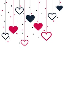 Red and blue festive hearts on white background - Vector illustration