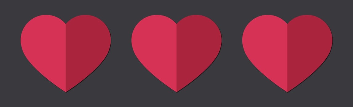 Abstract festive red heart on black and gray background - Vector illustration