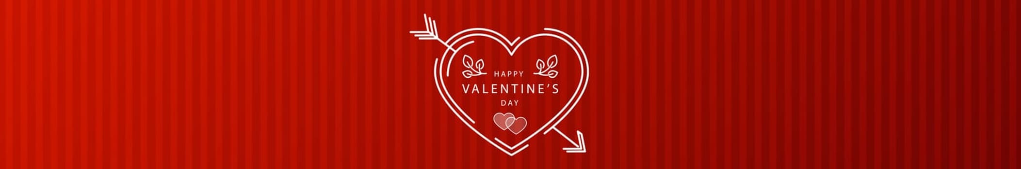 Abstract festive red heart on red striped background - Vector illustration