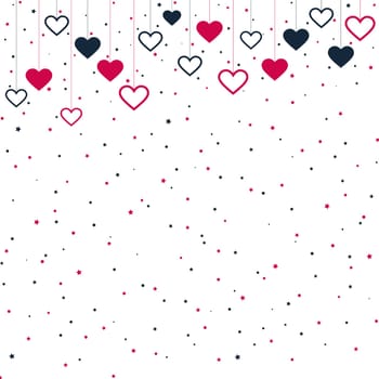 Red and blue festive hearts on white background - Vector illustration