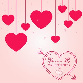 Abstract festive red hearts on light background - Vector illustration