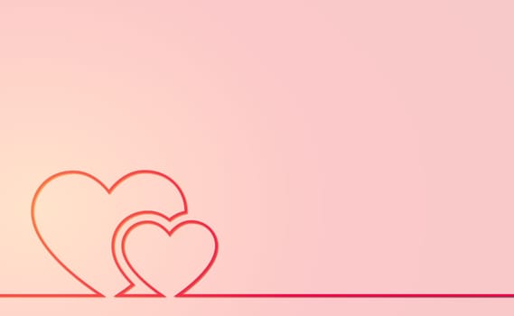 Heart from a red line on a white and yellow background - Vector illustration
