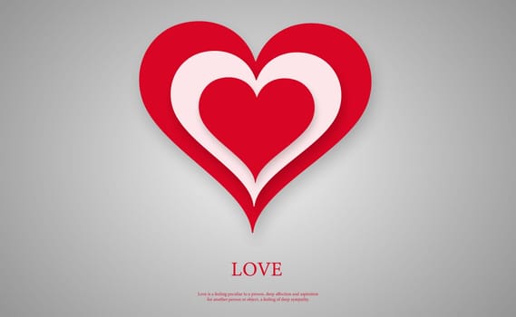 Abstract festive red heart on gray background - Vector illustration