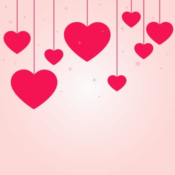 Abstract festive red hearts on light background - Vector illustration