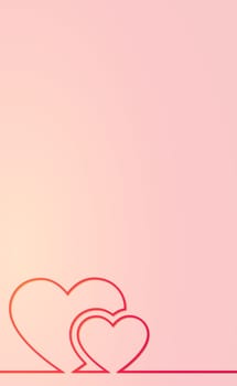 Heart from a red line on a white and yellow background - Vector illustration